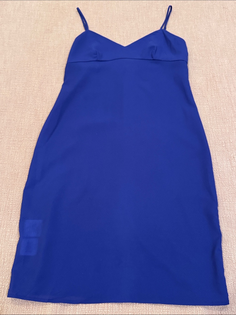 Silk blend BCBGMaxAzria Cobalt Blue Spaghetti-Strap Midi slip Dress